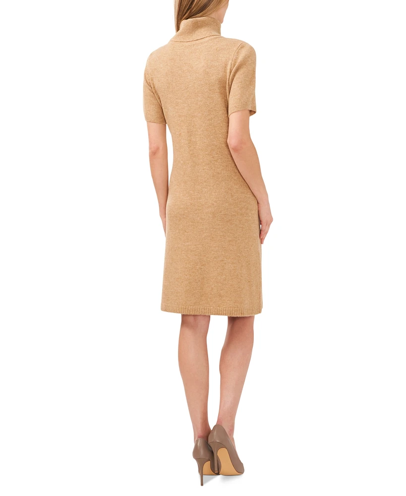 CeCe Women's Short-Sleeve Turtleneck Sweater Dress