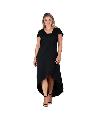 Standards & Practices Plus Cap Sleeve High-Low Tulip Dress