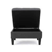Tufted Storage Ottoman with Waffle Stitching, Upholstered Footrest with Hidden Storage-The Pop Home