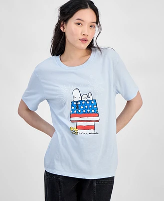 Love Tribe Juniors' Snoopy Fireworks Graphic T-Shirt