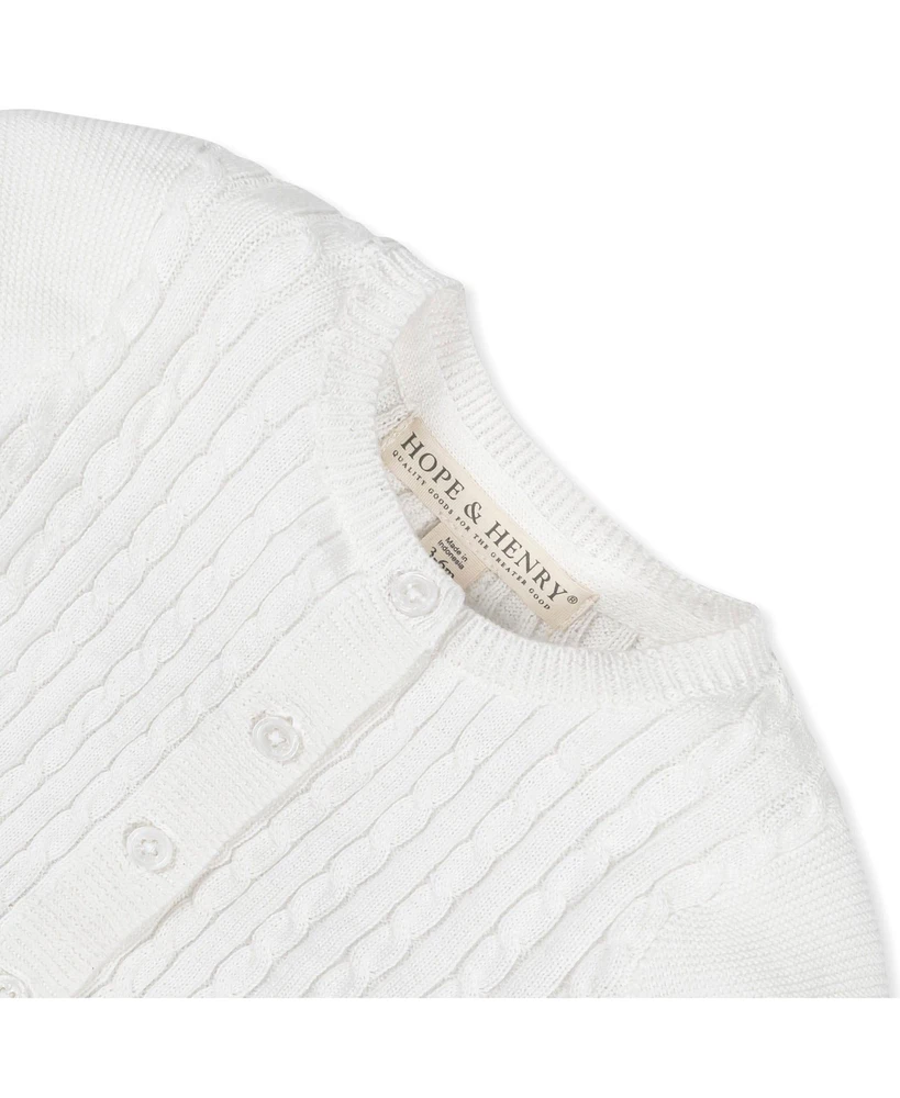 Hope & Henry Baby Long Sleeve Cable Knit Cardigan Sweater