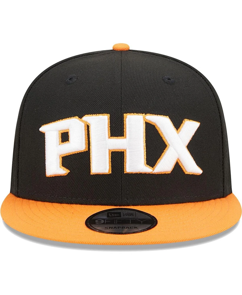 New Era Men's Black/Orange Phoenix Suns Jersey Hook Statement Edition 9FIFTY Snapback Hat