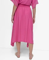 Dkny Women's Handkerchief Hem Mixed Media Maxi Skirt