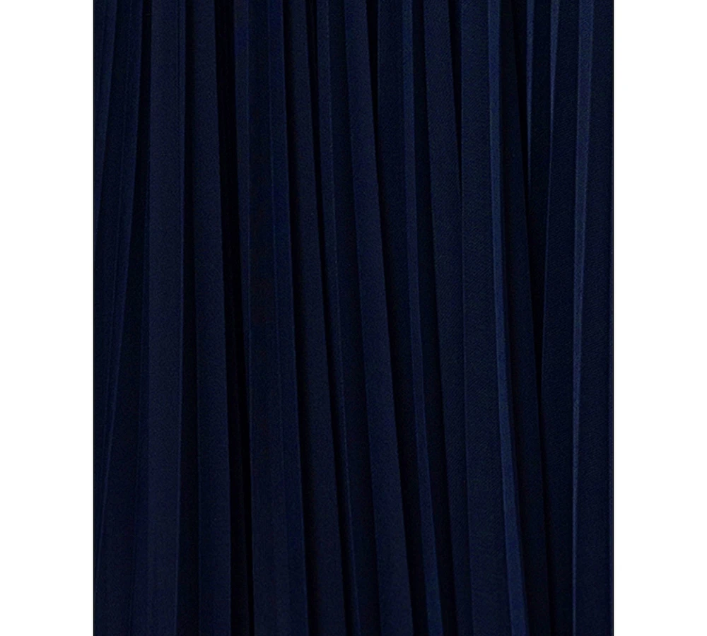 Betsy & Adam Women's Long Mesh Sequin-Waist Dress