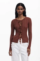 Desigual Women's Shiny bow cardigan