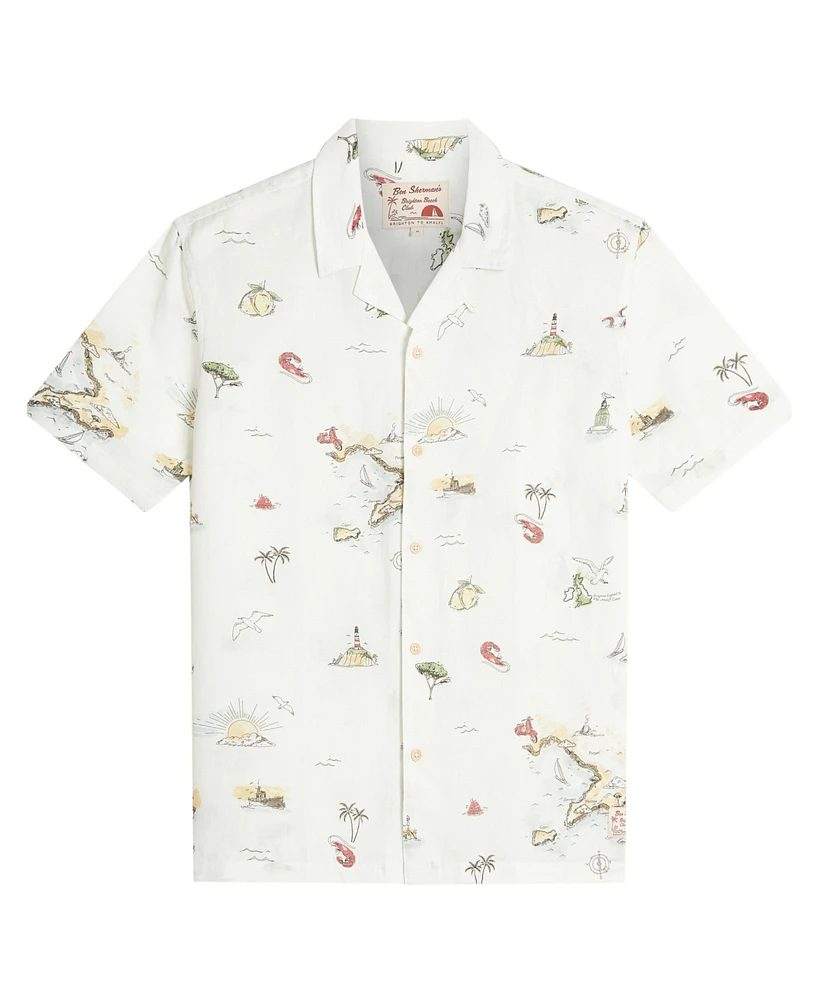 Ben Sherman Men's Brighton To Amalfi Print Short Sleeve Shirt