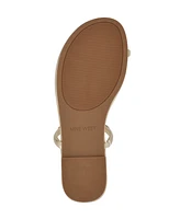 Nine West Women's Balon Strappy Toe Loop Flat Sandals