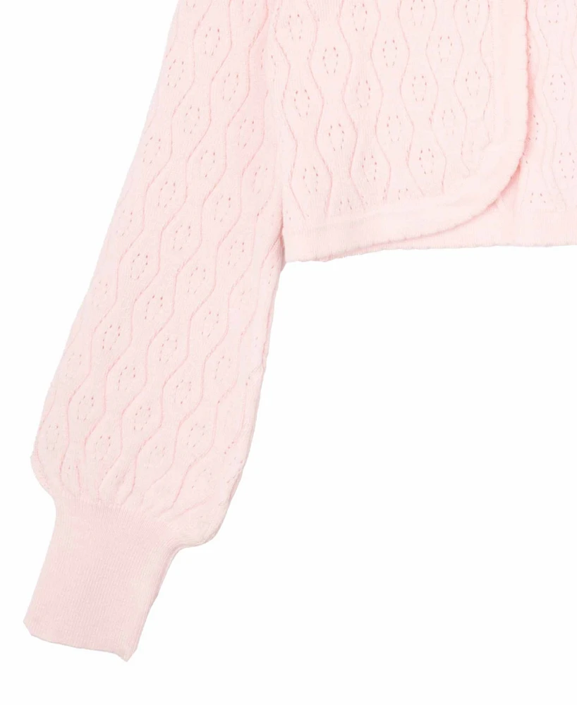 Rare Editions Big Girls Pointelle Crochet Cardigan