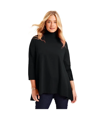 June + Vie Women's Plus One+Only Mock-Neck Tunic
