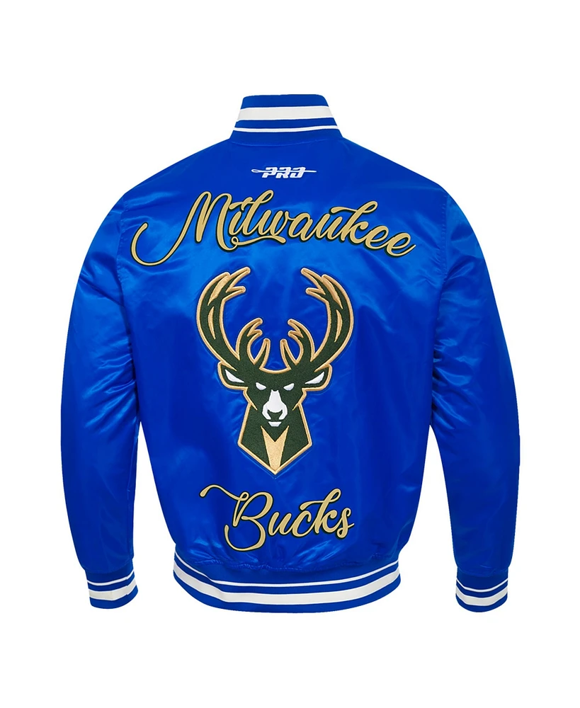 Pro Standard Men's Blue Milwaukee Bucks 2024/25 City Edition Chenille Applique Full-Snap Satin Jacket