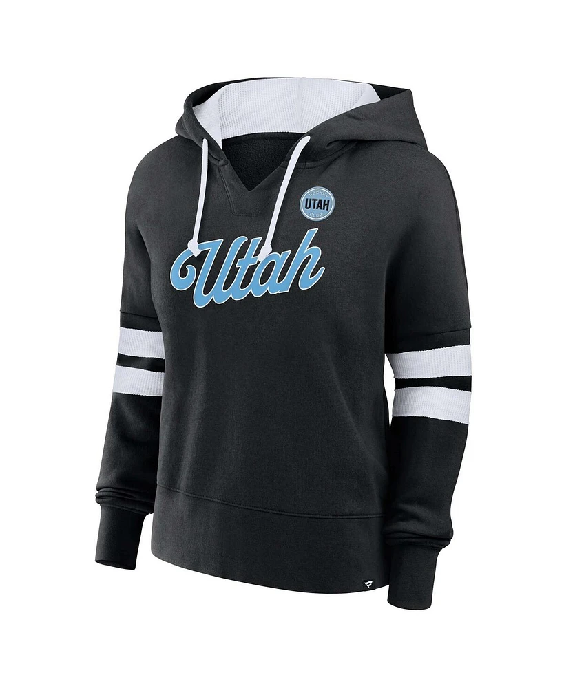 Fanatics Women's Black Utah Hockey Club Oversized Seize V-Neck Pullover Hoodie