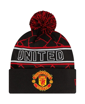 New Era Men's Black Manchester United Sport Cuffed with pom Knit hat