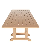 6-Piece Hdpe Rectangular Patio Dining Table Set with Foldable Chairs and Bench