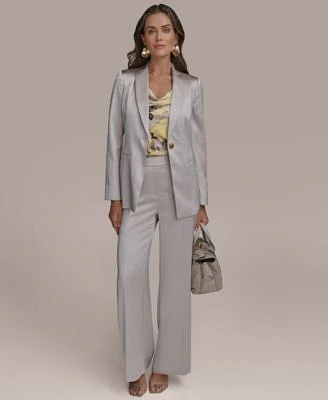 Donna Karan New York Womens Satin One Button Blazer Wide Leg Pants