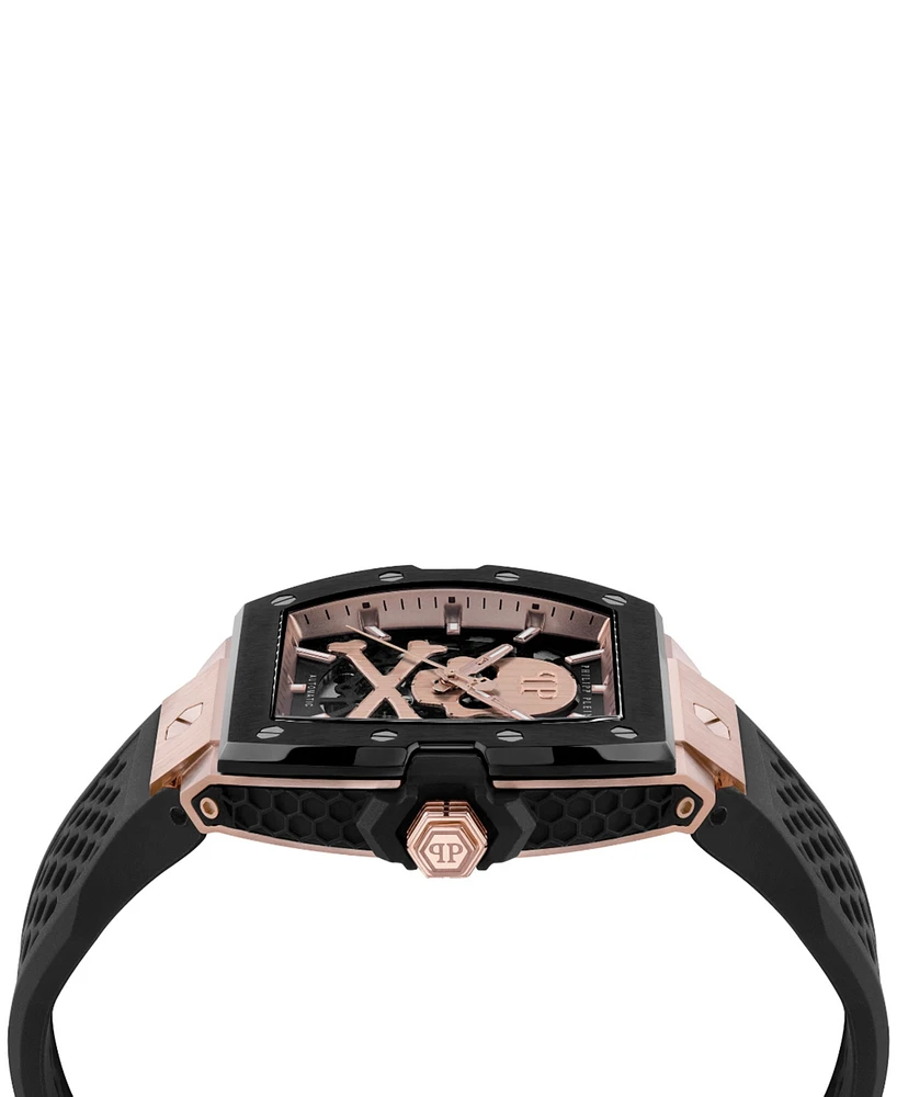 Philipp Plein Men's Automatic The Skeleton 2.0 Black Silicone Strap Watch 44mm