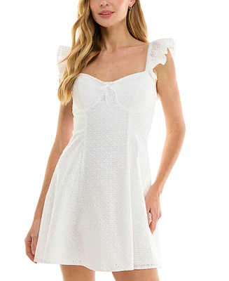 Seni & Cade Juniors' Fit & Flare Eyelet Dress