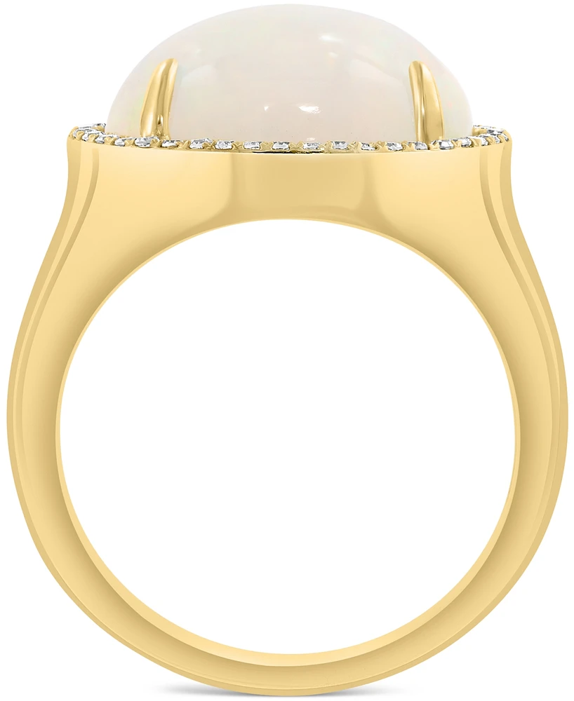 Effy Ethiopian Opal (4-1/3 ct. t.w.) & Diamond (1/6 ct. t.w.) Halo Ring in 14k Gold-Plated Sterling Silver