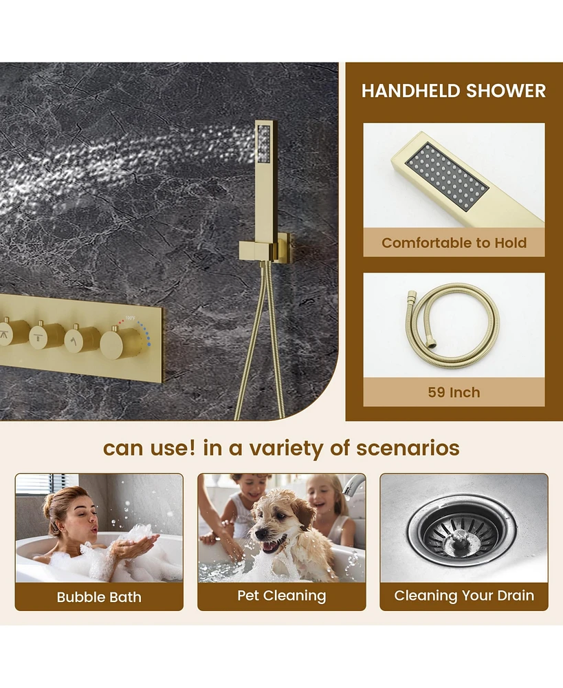 Casainc Ceiling-Mounted Thermostatic Shower System With Handheld
