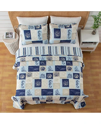 Linery & Co. Seashell Patchwork Microfiber Quilt Set With Shams