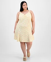 Absolutely Famous Trendy Plus Floral Pucker Fit & Flare Dress