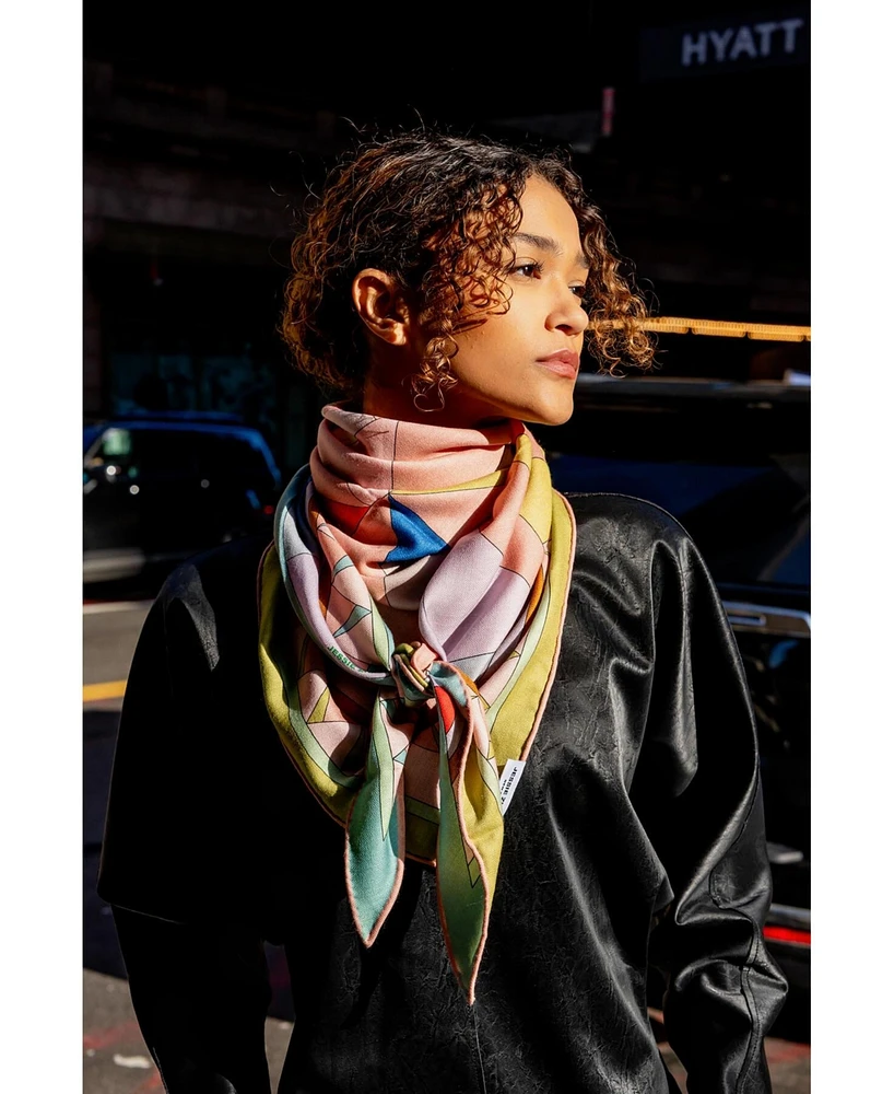 Jessie Zhao New York Double Sided Wool Silk Triangle Scarf Of Color Recombination