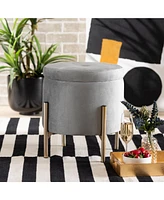 Baxton Studio Malina Contemporary Glam and Luxe Pink Velvet Fabric Upholstered and Gold Finished Metal Storage Ottoman
