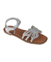 Bebe Little Girls Flat with Butterfly Rhinestone Welt Sandals