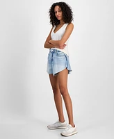 Boss Orange Women's Raw Shaped-Hem Denim Shorts