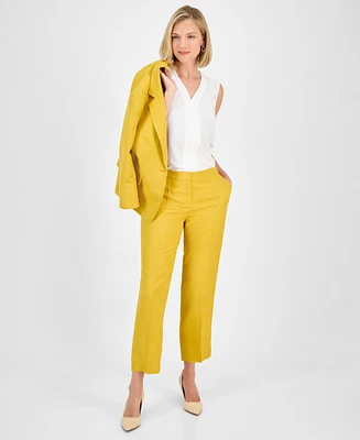 Kasper Women's Linen Mid-Rise Straight-Leg Ankle Pants