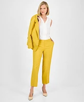 Kasper Women's Linen Mid-Rise Straight-Leg Ankle Pants