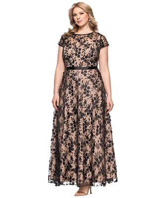 Xscape Plus Size Embellished 3D Flower Ball Gown