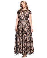 Xscape Plus Size Embellished 3D Flower Ball Gown