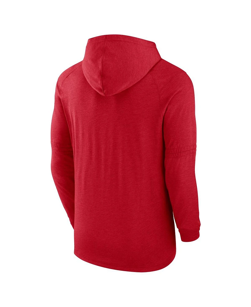 Nike Men's Heather Red Washington Nationals Authentic Collection Tri-Blend Performance Pullover Hoodie
