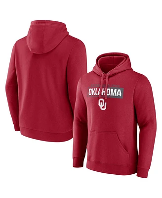 Fanatics Men's Crimson Oklahoma Sooners Iconic Fleece Down The Field Pullover Hoodie