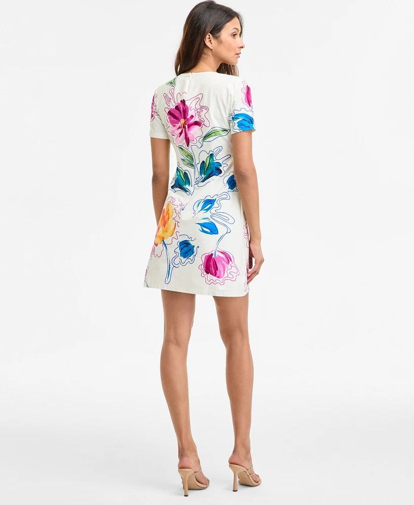 Maggy London Women's Floral-Print Shift Mini Dress