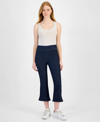 Dkny Jeans Petite High-Rise Cropped Flared-Leg Pull-On