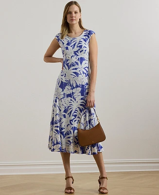 Lauren Ralph Lauren Women's Palm-Frond-Print Stretch Jersey Dress
