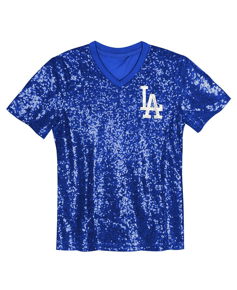 Outerstuff Juniors Mookie Betts Royal Los Angeles Dodgers Name Number Sequin V-Neck Top