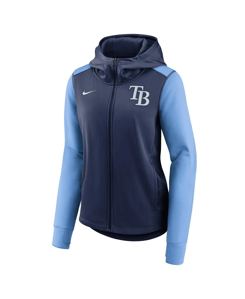 Nike Women's Navy/Light Blue Tampa Bay Rays Authentic Collection Baseball Performance Full-Zip Hoodie