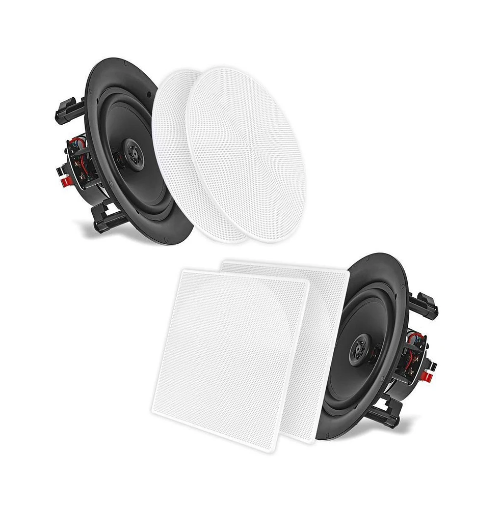 Pyle PDIC66 6.5" In-Wall/In-Ceiling 2-Way Stereo Speakers - Flush Mount, 200W, White, Pair
