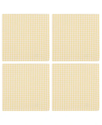 Design Imports Sundress Yellow Gingham Cotton Napkins, Set of 4