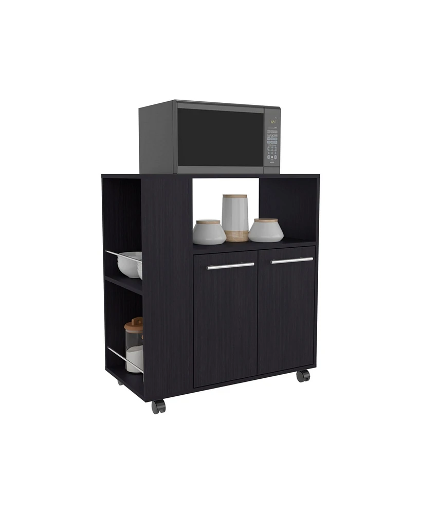 Bremerton Kitchen Cart, 2 Doors, 3 Shelves, 4 Wheels, White