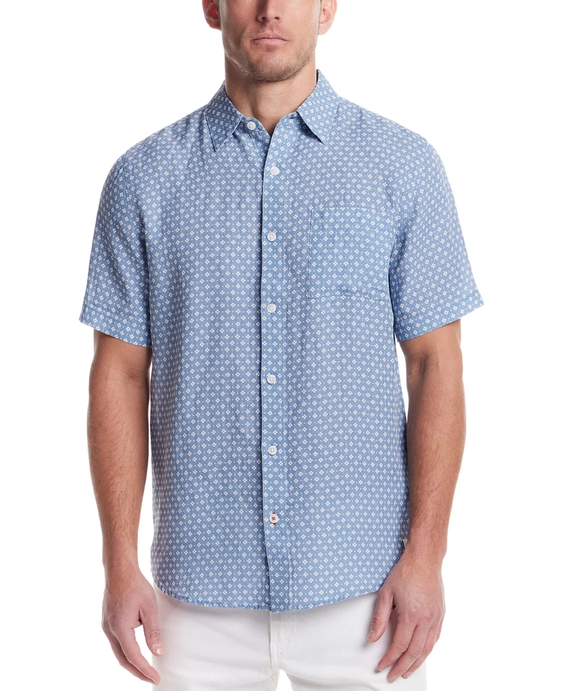 Weatherproof Vintage Men's Regular-Fit Leaf-Print Button-Down 100% Linen Shirt
