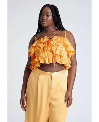 Eloquii Women's Ruffle Layered Top