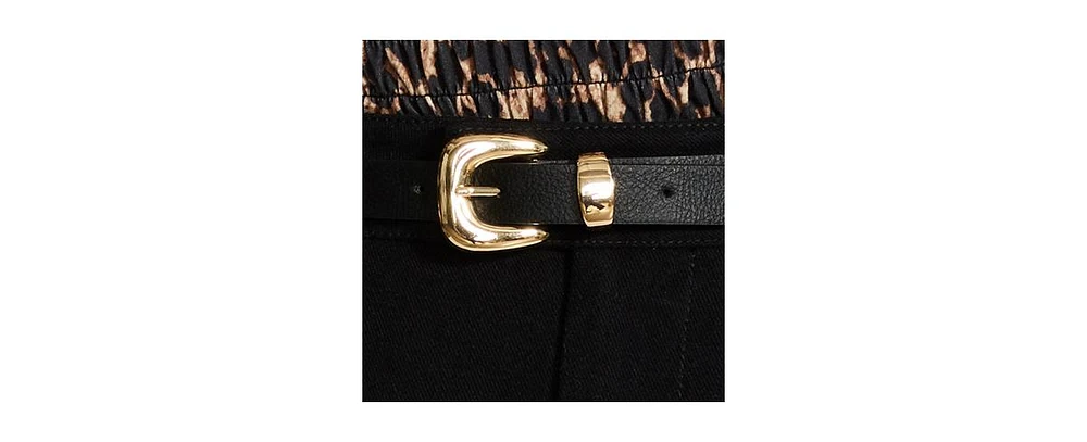 Steve Madden Saffiano Polyurethane Buckle Belt
