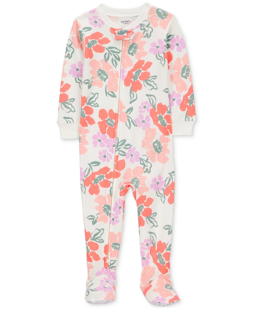 Carter's Baby Girls 1-Piece Floral 100% Snug-Fit Cotton Footed Pajamas