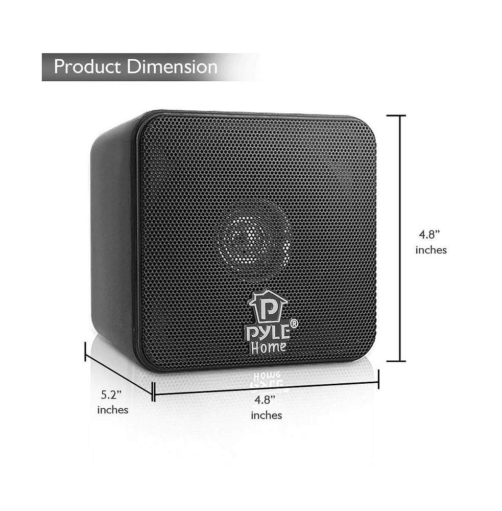 Pyle 4" 200W Mini Cube Bookshelf Speakers - Black (Pair) - PCB4BK