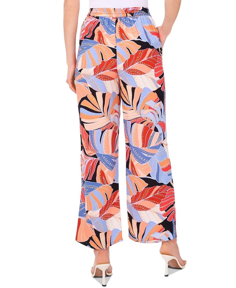 Vince Camuto Women's Tropical-Print Drawstring-Waist Wide-Leg Pants, Xs-3X