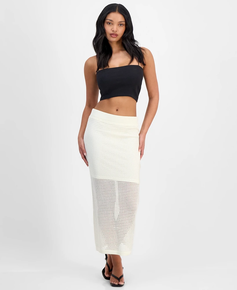 Bar Iii Women's Crochet Midi Skirt, Exclusively at Macy's