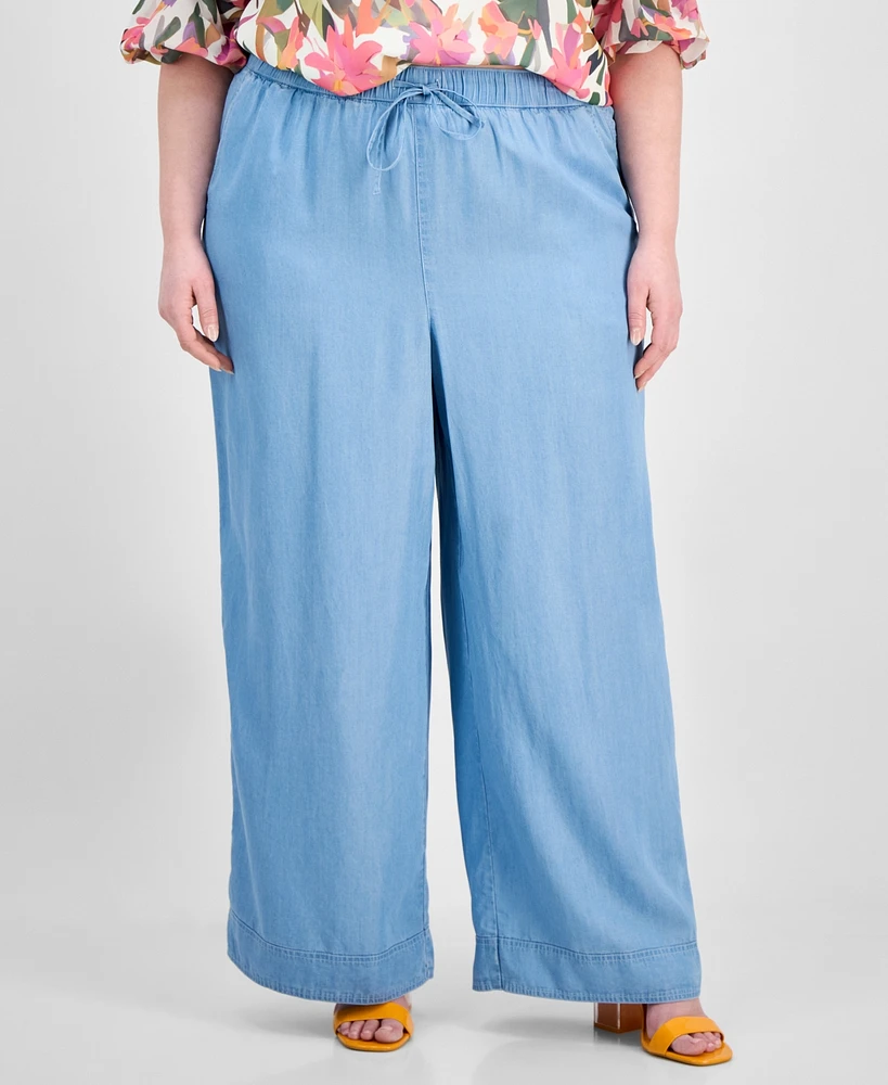 Vince Camuto Plus Drawstring-Waist Wide-Leg Pants